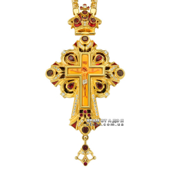 Крест наперсный латунный в позолоте с цепью