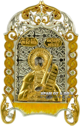 Икона серебряная настольная с образом святого равноапостольного князя Александра Невского