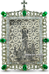 Икона серебряная настольная с образом святой блаженной Ксении Петербургской