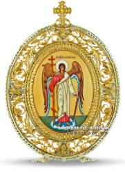 Икона серебряная настольная с финифтьевым образом Ангел хранитель