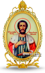 Икона серебряная настольная с образом Св.Благоверного князя Александра Невского