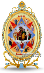 Икона настольная серебряная с образом Богородицы Неопалимая Купина