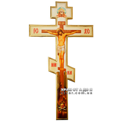 Крест напрестольный латунный с принтом и фрагментальной позолотой