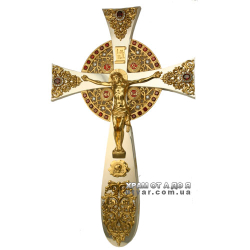 Крест напрестольный латунный с фрагментальной позолотой