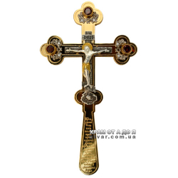 Крест напрестольный малый латунный в позолоте со вставками