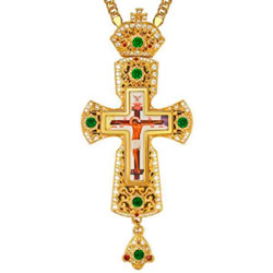 Крест для священника латунный позолоченный с цепью