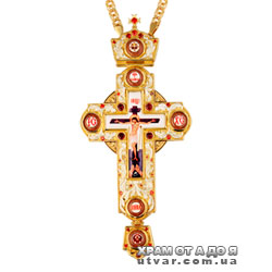 Крест длясвященнослужителей латунный в позолоте с принтом и цепью