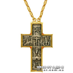 Крест латунный  с с фрагментальной позолотой и цепью
