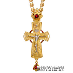 Крест для священнослужителей латунный в позолоте со вставками и цепью (new)
