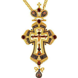 Крест латунный в позолоте с принтом и с цепью арт. 2.7.0201лп
