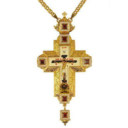 Крест для священнослужителя латунный в позолоте с цепью