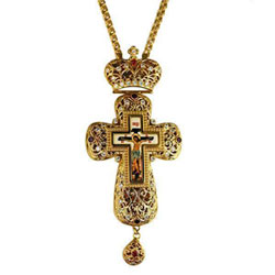 Крест латунный в позолоте с принтом и с цепью арт. 2.7.0201лп