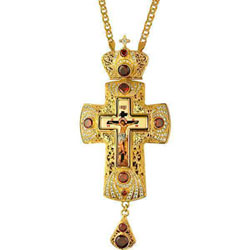 Крест для священнослужителя латунный в позолоте с цепью