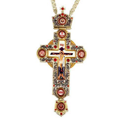 Крест с цепью для священника латунный с позолотой