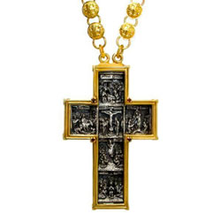 Крест для священника латунный с позолотой и цепью