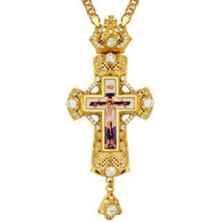 Крест для священника латунный позолоченный и цепью