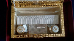 Крестильный ящик серебряный с принтом и фрагментальной позолотой