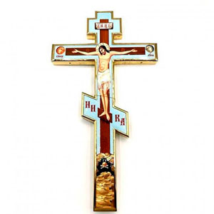Крест напрестольный латунный с принтом в позолоте арт. 2.7.0777лп