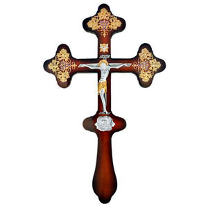 Крест напрестольный латунный на дереве в позолоте арт. 2.7.0605лп