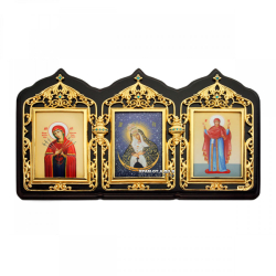 Икона складень двойной Казанская Божия Матерь с золотом