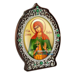 Икона латунная на дереве Святая мученица София