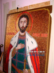 Икона князя Александра Невского из мозаики
