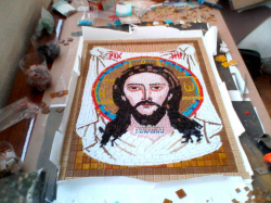 Икона Спасителя из мозаики для храма