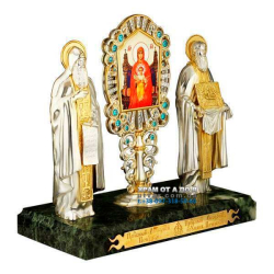 Статуэтка латунная на мраморе Св.Антония и Феодосия
